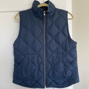 Navy J Crew Puffer Vest - Gold Zipper - Size L